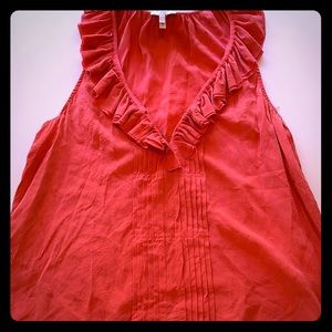 Joie salmon silk blouse ruffle large